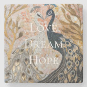 Hübsch Peacock Pink Gold Glam Steinuntersetzer (Vorderseite)