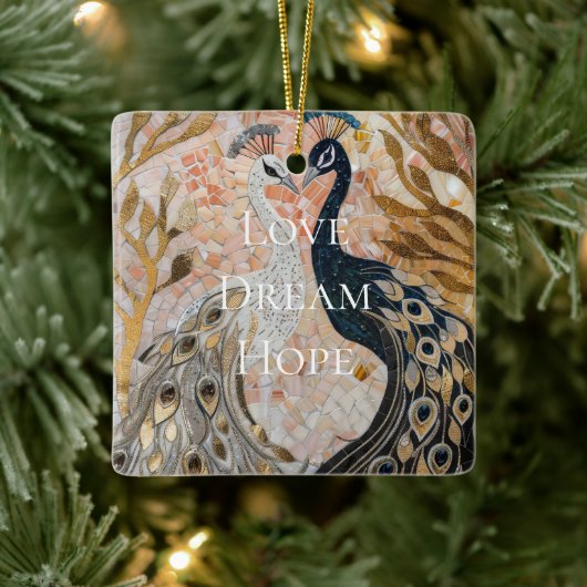 Hübsch Peacock Pink Gold Weihnachten Keramikornament (Baum)