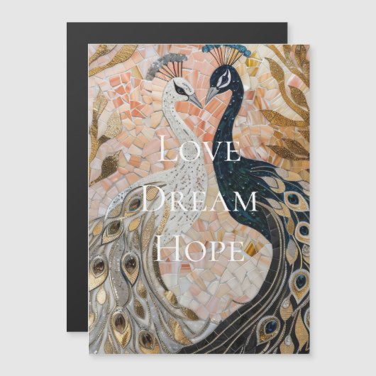 Hübsch Peacock Pink Gold Weihnachten Magnetkarte (Vorne/Hinten)