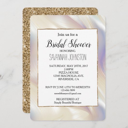 Hübsch Pearl Aqua Blue Lila Brautparty Einladung (Vorne/Hinten)