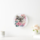 HÜBSCH PERSIAN CAT-FELD MIT PINK-BLUME RUNDE WANDUHR (Zuhause)