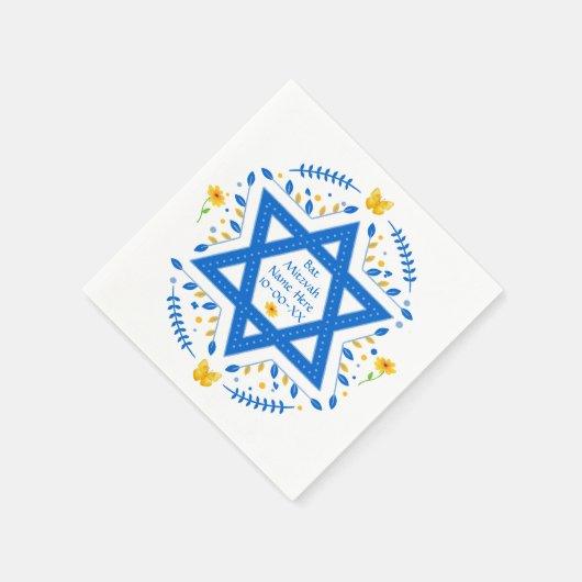 Hübsch Personalisiert, Bat Mitzvah Napkins. Serviette (Ecke)