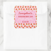 Hübsch Personalisierte Strawberry Jam Jar Quadratischer Aufkleber (Tasche)