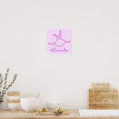 Hübsch Personalisierter Neon Pink Ballerina Poster (Küche)