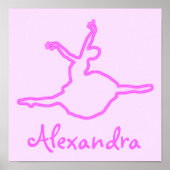 Hübsch Personalisierter Neon Pink Ballerina Poster (Vorne)