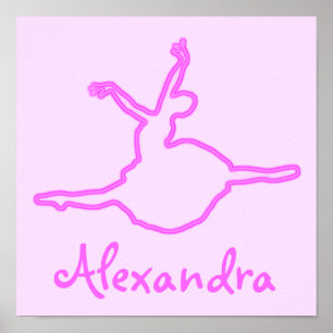 Hübsch Personalisierter Neon Pink Ballerina Poster