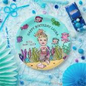 Hübsch Pesonalized Pink Blonde Mermaid Geburtstag Pappteller (Party)