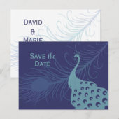 Hübsch PfauenSave the Date Postkarte (Vorne/Hinten)