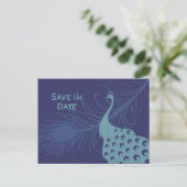 Hübsch PfauenSave the Date Postkarte (Stehend Vorderseite)