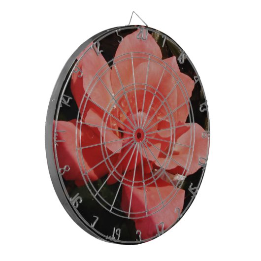 Hübsch Pfirsiche Rosa Rose Dartscheibe (Vorderseite Links)