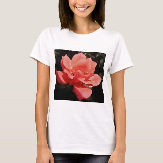 Hübsch Pfirsiche Rosa Rose T-Shirt (Vorderseite)