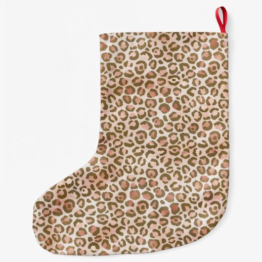 Hübsch Pfirsichrosa Leopard Großer Weihnachtsstrumpf (Rückseite)