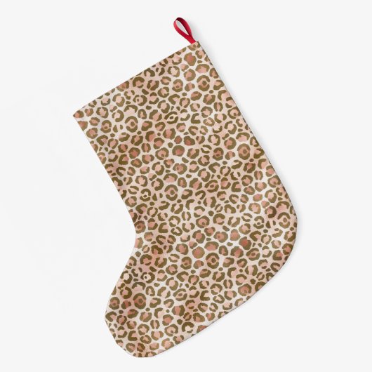 Hübsch Pfirsichrosa Leopard Großer Weihnachtsstrumpf (Rückseite (Hängend))