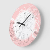 Hübsch Pfirsichrosa Retro-Wirbel mit benutzerdefin Große Wanduhr (Winkel)
