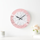 Hübsch Pfirsichrosa Retro-Wirbel mit benutzerdefin Große Wanduhr (Zuhause)