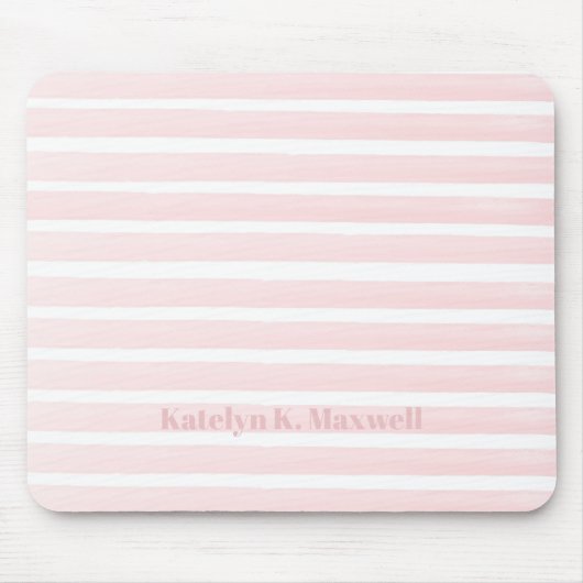 Hübsch Pfirsichrosa Streifen Mousepad (Vorne)