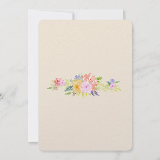 Hübsch Pfirsichrosa Wasserfarbe Blumengeburt Einladung (Rückseite)