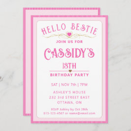 Hübsch Pink 13. Geburtstag Einladung