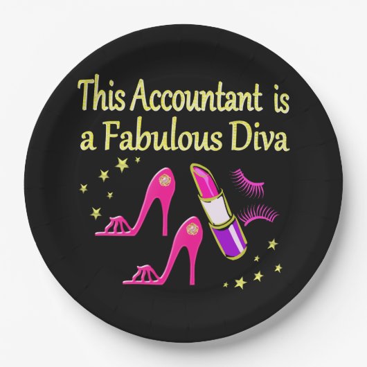 HÜBSCH PINK ACCOUNTANT DIVA DESIGN PAPPTELLER (Vorderseite)
