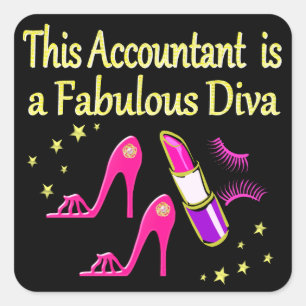 HÜBSCH PINK ACCOUNTANT DIVA DESIGN QUADRATISCHER AUFKLEBER