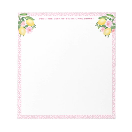 Hübsch Pink Amalfi Lemons | vom Schreibtisch Notizblock (Vorderseite)