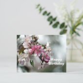 Hübsch Pink Apple floral Foto Geburtstag Postkarte (Stehend Vorderseite)