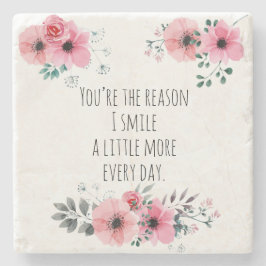 Hübsch-Pink-Aquarell-Blumenmuster Niedliche Typogr Steinuntersetzer