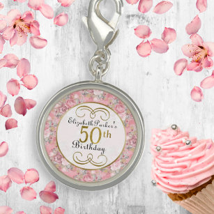 Hübsch Pink Aquarell Floral 50. Geburtstag Charm