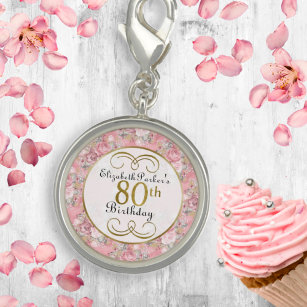 Hübsch Pink Aquarell Floral 80. Geburtstag Charm