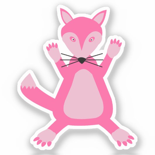 Hübsch Pink Baby Fox Aufkleber (Vorderseite)