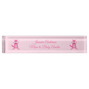 Hübsch Pink Baby Fox Custom Namensplakette