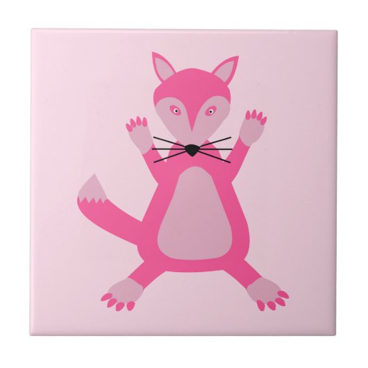 Hübsch Pink Baby Fox Fliese (Vorderseite)
