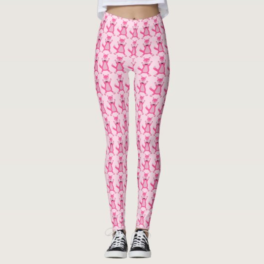 Hübsch Pink Baby Fox Gemustert Leggings (Vorderseite)