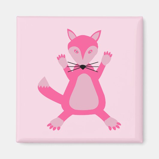 Hübsch Pink Baby Fox Magnet (Vorne)