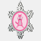 Hübsch Pink Baby Fox Schneeflocken Zinn-Ornament (Rechts)