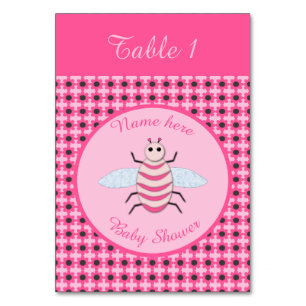 Hübsch Pink Baby Girl Bee Custom Baby Dusche Tischnummer