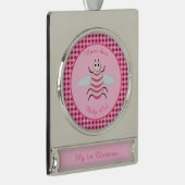 Hübsch Pink Baby Girl Bee Custom Banner-Ornament Silber (Rechts)
