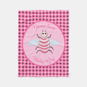 Hübsch Pink Baby Girl Bee Custom Fleecedecke