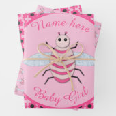 Hübsch Pink Baby Girl Bee Custom Geschenkpapier Set (Beispiel)
