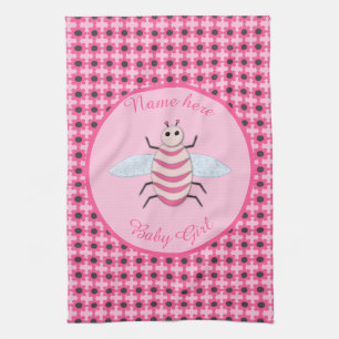 Hübsch Pink Baby Girl Bee Custom Geschirrtuch