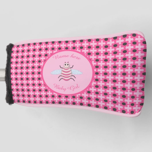 Hübsch Pink Baby Girl Bee Custom Golf Headcover (Vorderseite)
