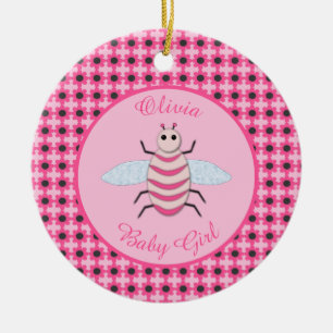 Hübsch Pink Baby Girl Bee Custom Keramik Ornament