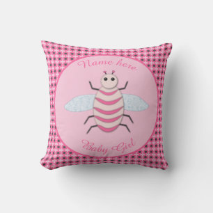 Hübsch Pink Baby Girl Bee Custom Kissen