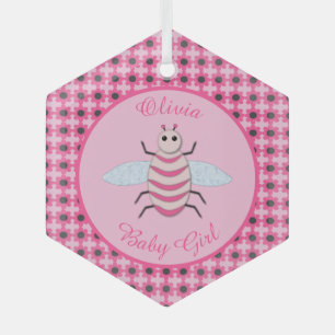 Hübsch Pink Baby Girl Bee Custom Ornament Aus Glas