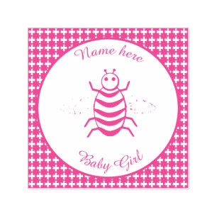 Hübsch Pink Baby Girl Bee Custom Permastempel