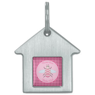 Hübsch Pink Baby Girl Bee Custom Pet Tag Tiermarke