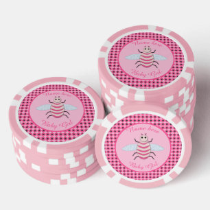 Hübsch Pink Baby Girl Bee Custom Pokerchips