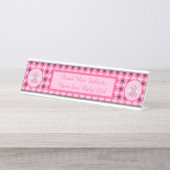 Hübsch Pink Baby Girl Bee Custom Schreibtischnamensplakette (Vorderseite )