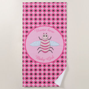 Hübsch Pink Baby Girl Bee Custom Strandtuch