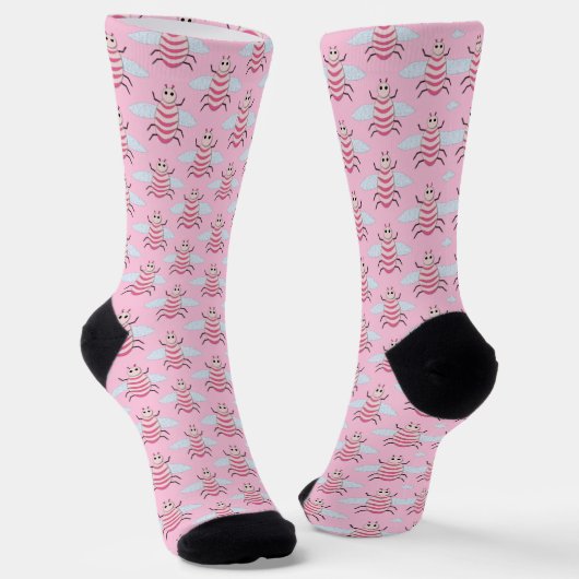 Hübsch Pink Baby Girl Bee Gemustert Socken (Gewinkelt)